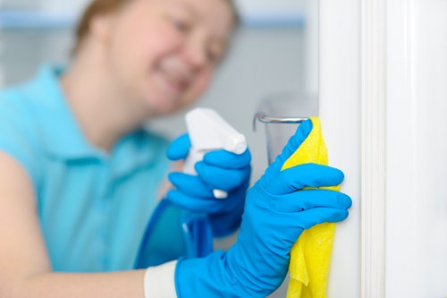 Technician cleaning a lounge sofa in Kingsbury