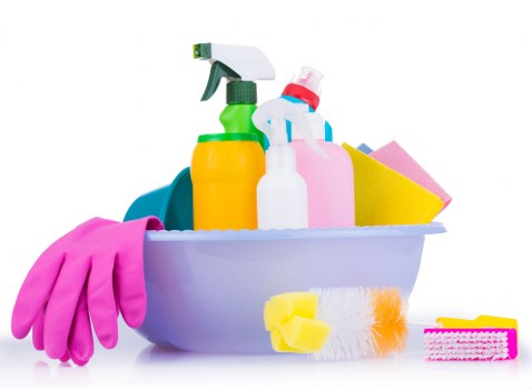 Cleaner handling carpet cleaning chemicals with care